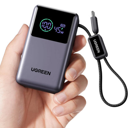 UGREEN Nexode Pro PB727 External Battery (85301B), 10000mAh, 55W, QC + PD, 1 x USB-A - 2 x USB-C, Gray