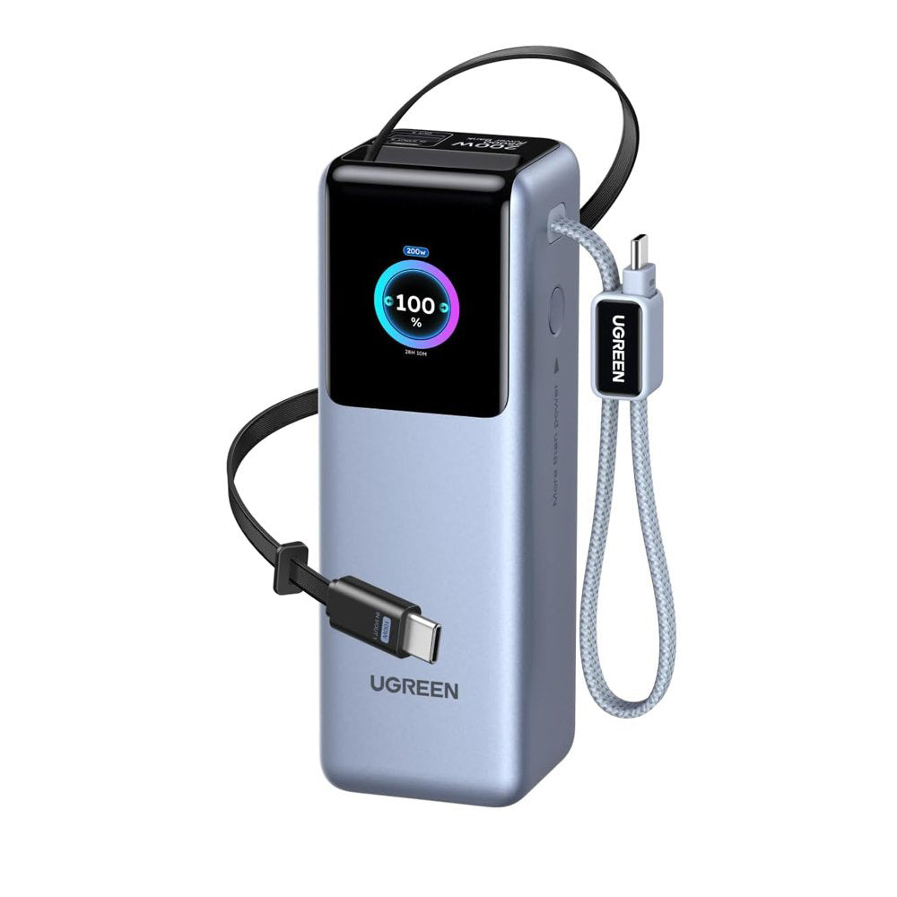 UGREEN PB728 External Battery (75702B), 25000mAh, 200W, QC + PD, 1 x USB-A - 2 x USB-C, Gray