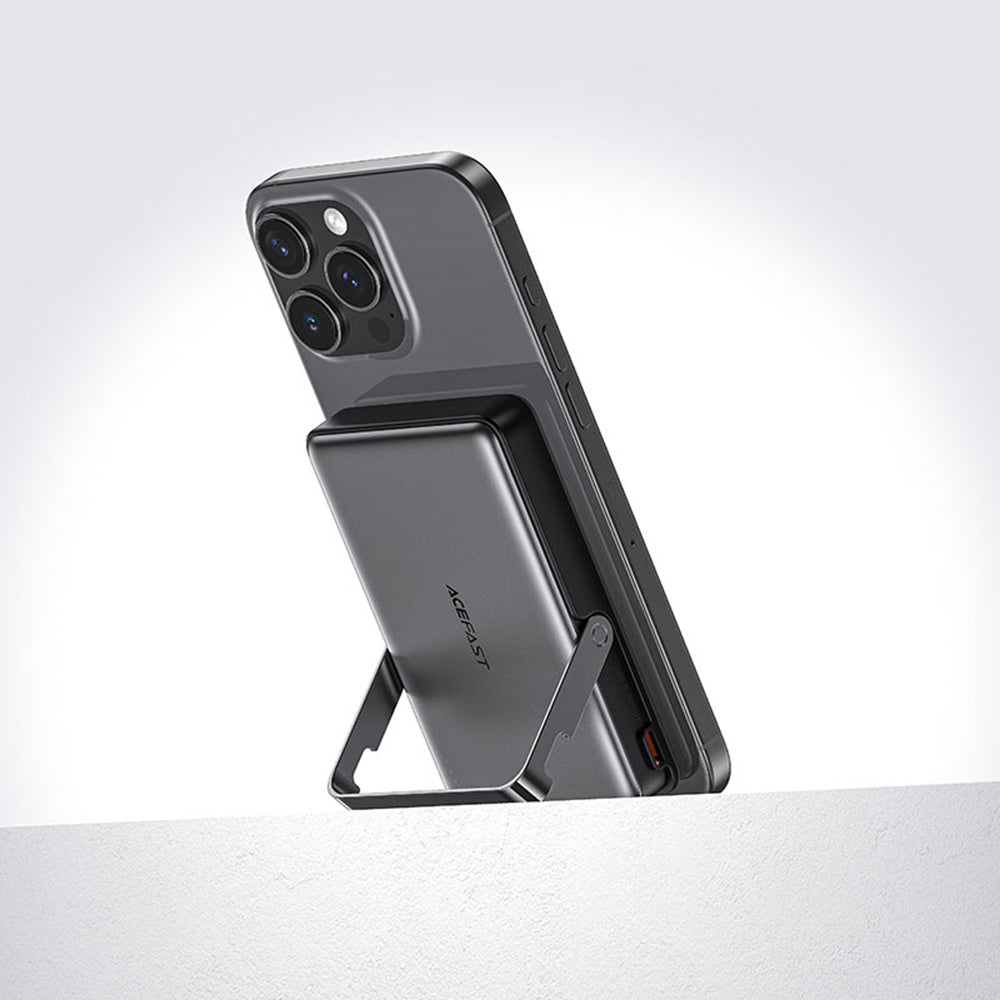 Acefast M17 Wireless External Battery, 10000mAh, 22.5W, PD + FQI, 1 x QI - 1 x USB-C, Black