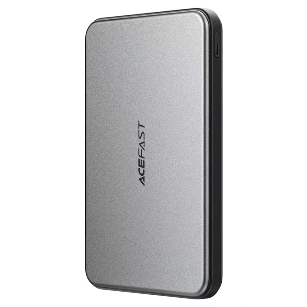 Acefast M30 Wireless External Battery, 5000mAh, 20W, PD + FQI, 1 x QI - 2 x USB-C, Black