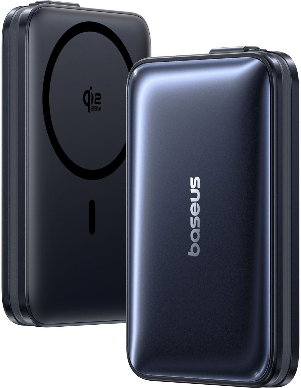 Baseus PicoGo AM61 Wireless External Battery, 10000mAh, 45W, PD + FQI, 1 x QI - 2 x USB-C, Black E0028V00