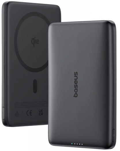 Baseus PicoGo AM41 Wireless External Battery, 10000mAh, 27W, PD + FQI, 1 x QI - 1 x USB-C, Black E0027201