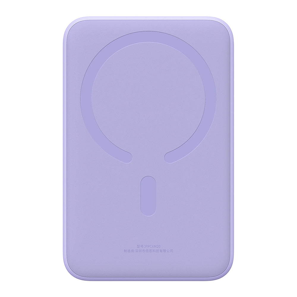 Baseus Magnetic Mini Wireless External Battery, 20000mAh, 20W, PD + FQI, 1 x QI - 1 x USB-C, Purple PPCX150005