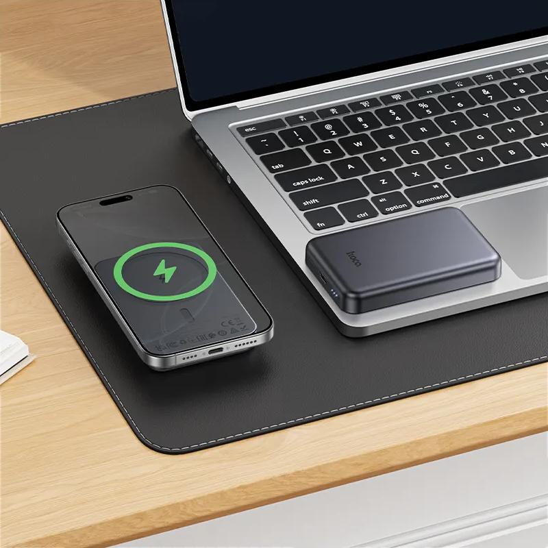 Wireless External Battery HOCO J160, 5000mAh, 10W, 1 x QI - 1 x USB-C, Gray