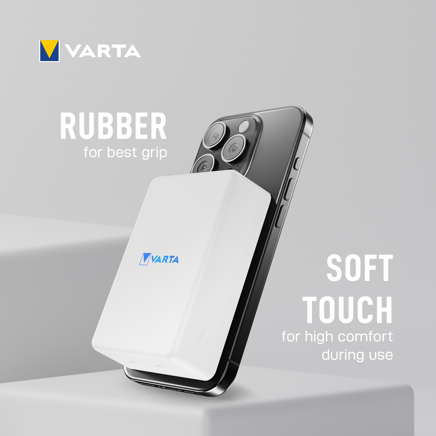 Varta Mag Pro Wireless External Battery, 10000mAh, 20W, 1 x QI - 2 x USB-C, White