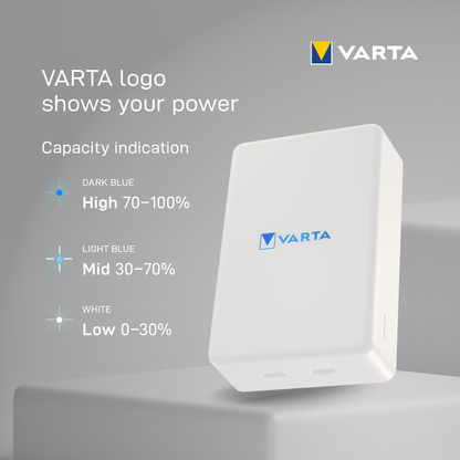 Varta Mag Pro Wireless External Battery, 5000mAh, 12W, 1 x QI - 1 x USB-C, White