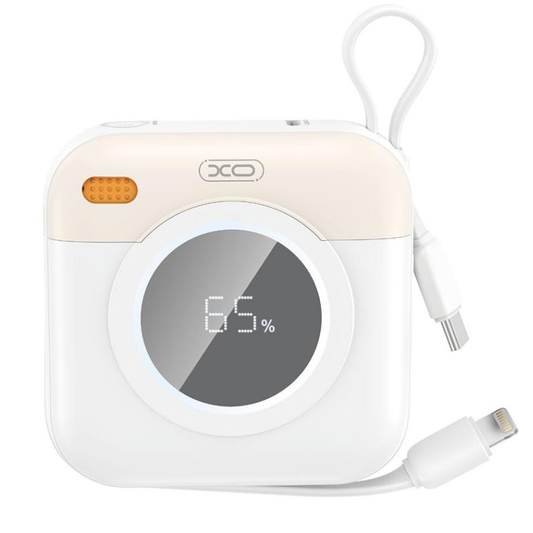 XO Design PR258 External Battery, 10000mAh, 20W, QC + PD, 1 x Lightning - 1 x USB-C, Beige