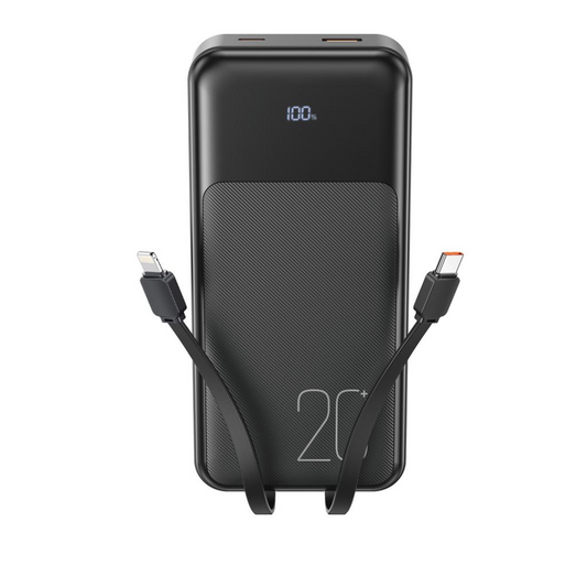 XO Design PR249 External Battery, 20000mAh, 22.5W, QC + PD, 1 x Lightning - 1 x USB-A - 2 x USB-C, Black