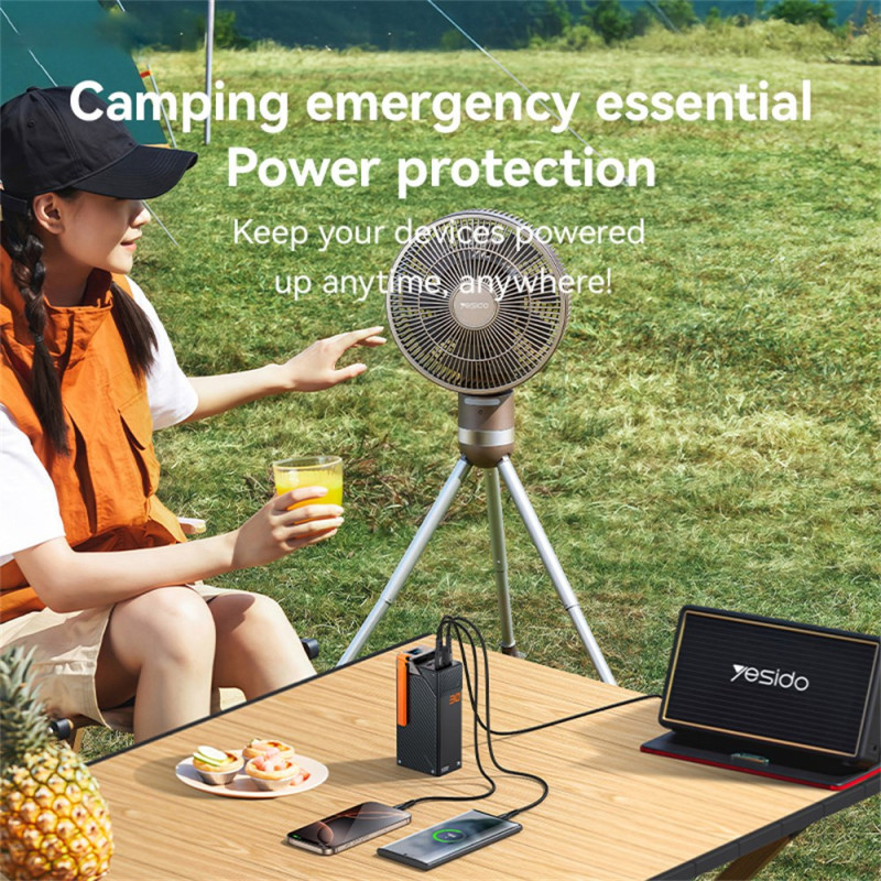 Yesido YP62 External Battery, 30000mAh, 22.5W, QC + PD, 2 x USB-A - 2 x USB-C, Black