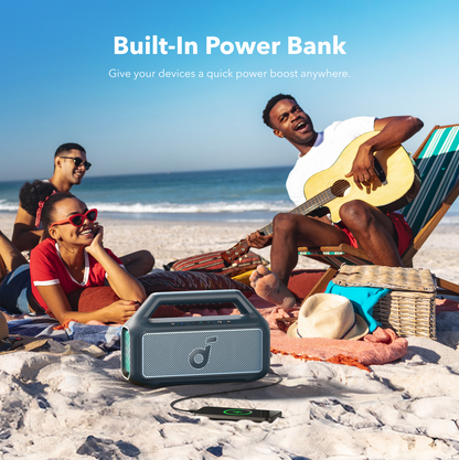Anker SoundCore Boom 2 New Version Portable Bluetooth Speaker, 80W, TWS, RGB, Waterproof, Blue A3138032