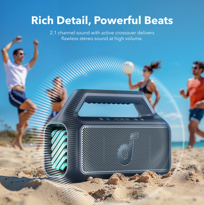 Anker SoundCore Boom 2 New Version Portable Bluetooth Speaker, 80W, TWS, RGB, Waterproof, Blue A3138032