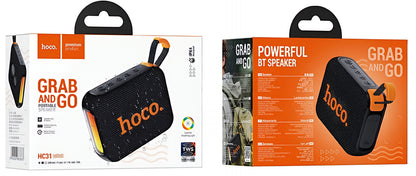 HOCO HC31 Portable Bluetooth Speaker, 10W, TWS, RGB, Waterproof, Black