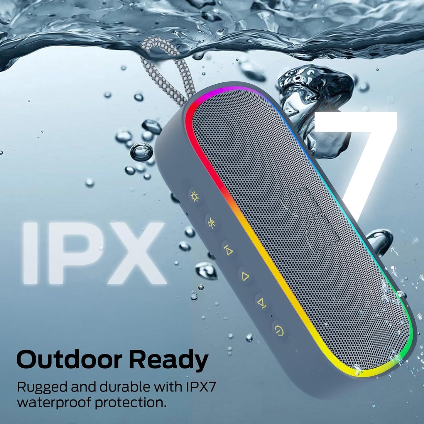 Monster S150 Plus Portable Bluetooth Speaker, 40W, TWS, RGB, Waterproof, Light Cream