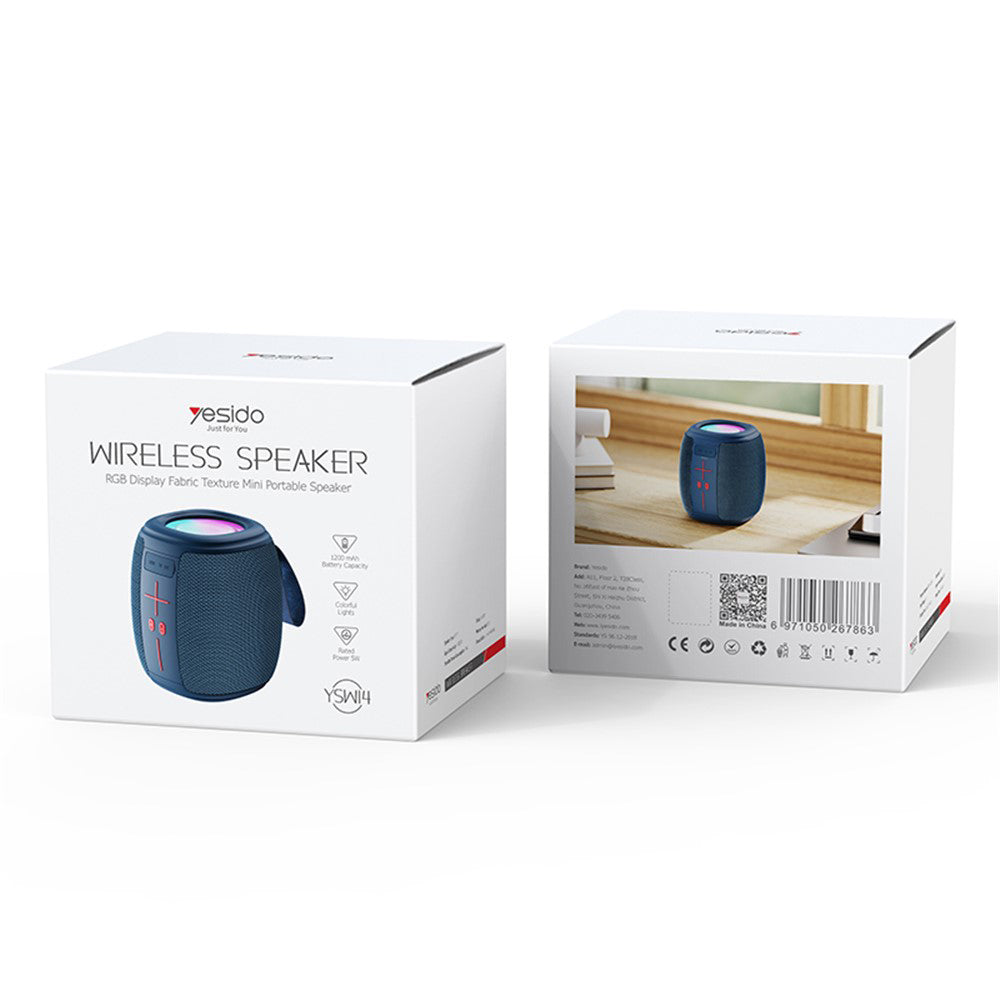 Yesido YSW14 Portable Bluetooth Speaker, 5W, RGB, Blue