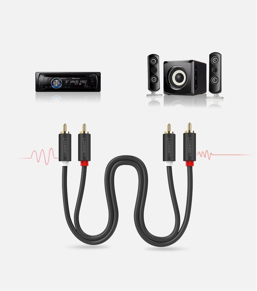 UGREEN AV104 Audio Cable, 2 x RCA - 2 x RCA, 2m, Black