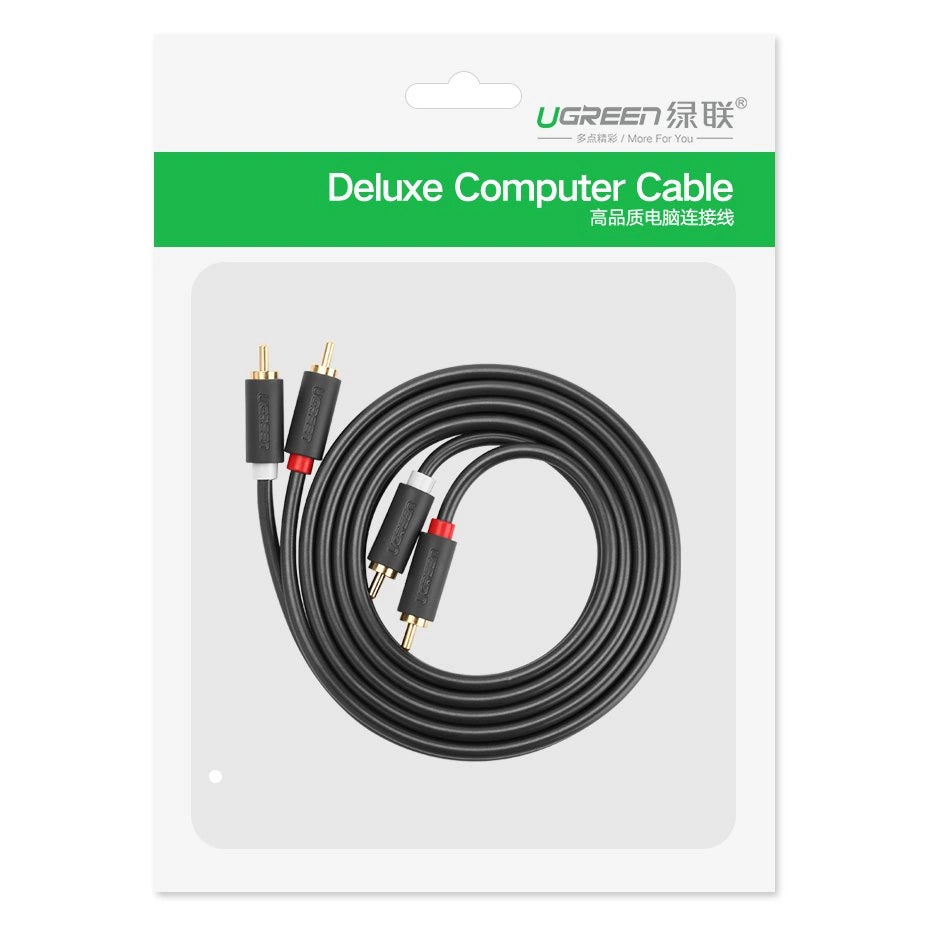 UGREEN AV104 Audio Cable, 2 x RCA - 2 x RCA, 2m, Black