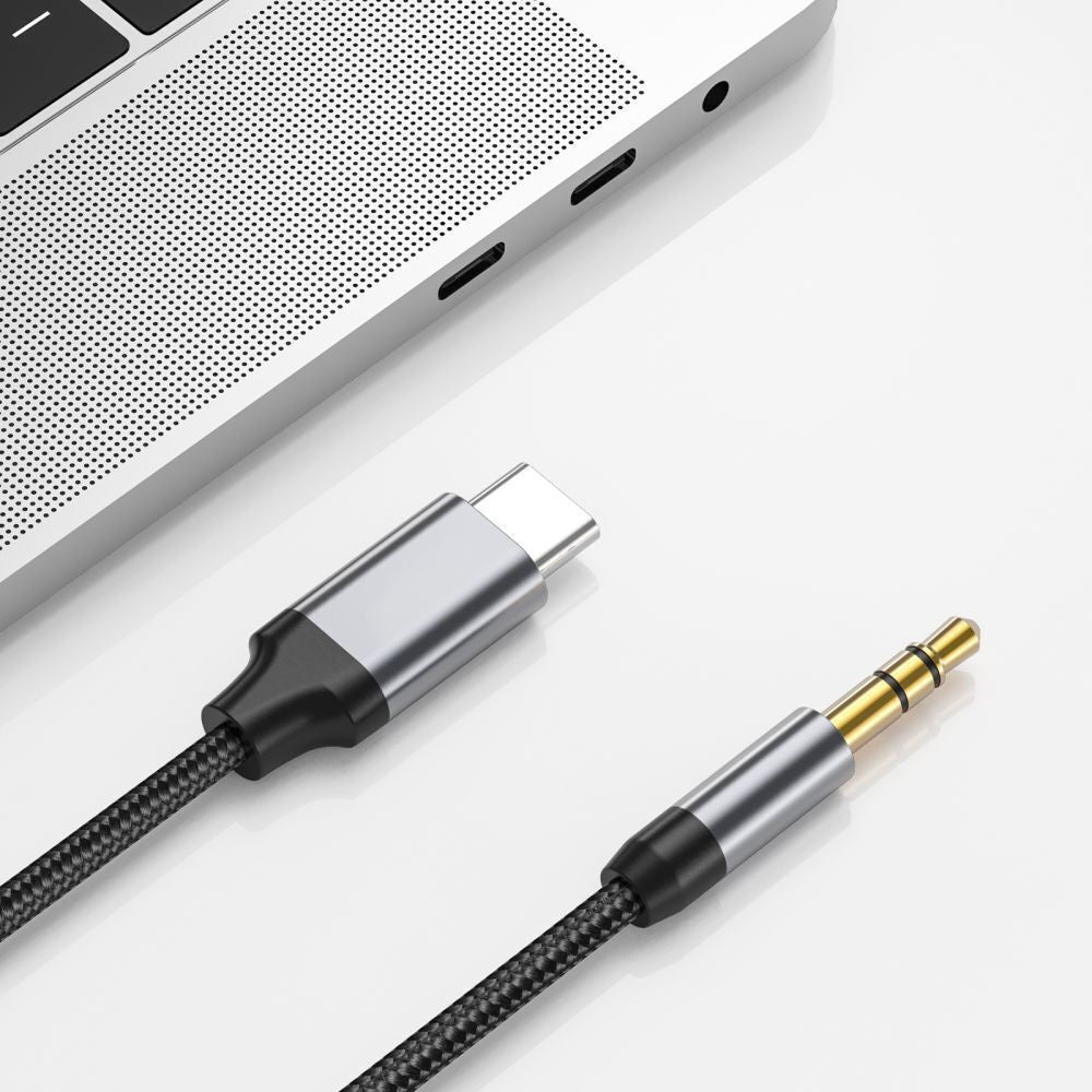 USB-C to 3.5mm Techsuit AC9 SoundShell Audio Cable, 1.5m, Gray