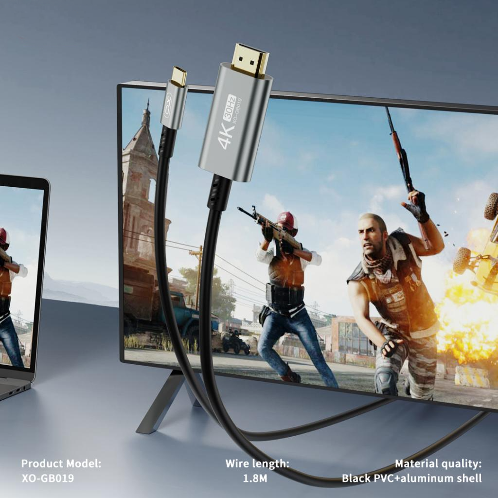 USB-C to HDMI Audio and Video Cable XO Design GB019, 1.8m, Black