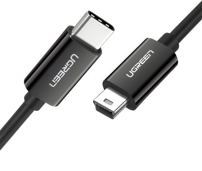 USB-C to miniUSB Data and Charging Cable UGREEN US242, 18W, 1m, Black