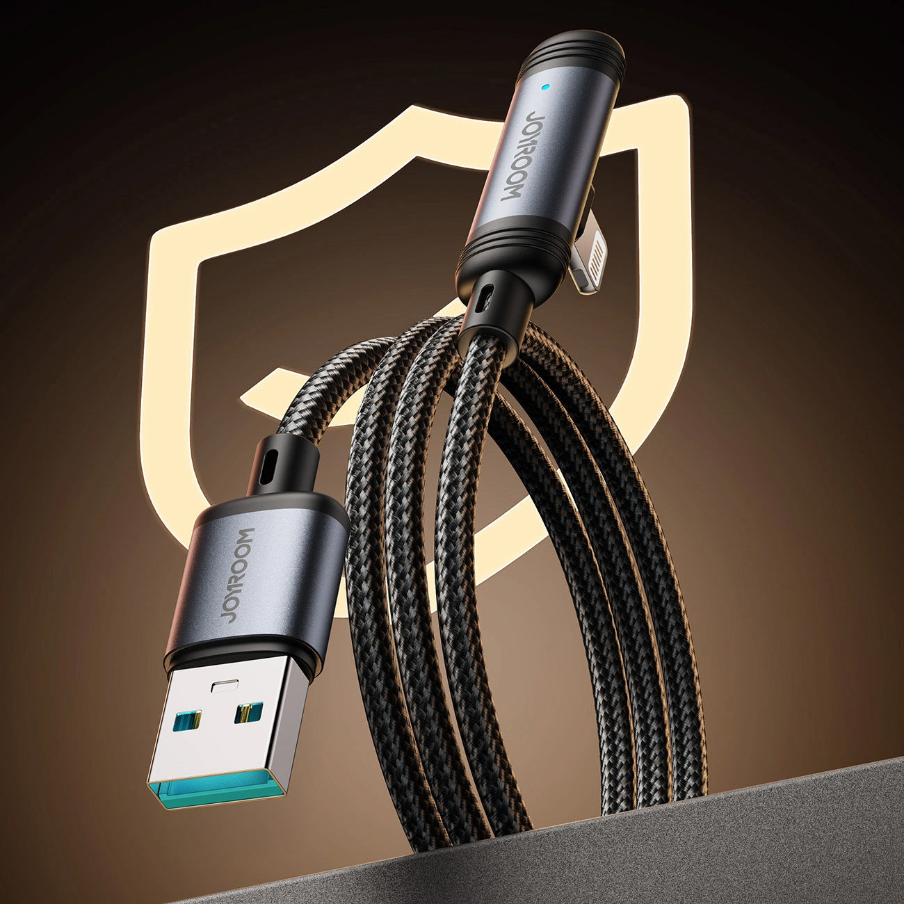 USB-A to Lightning Data and Charging Cable Joyroom S-A56 EnjoyX Angled, 18W, 1.2m, Black
