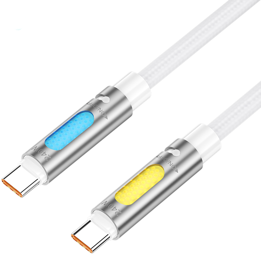 USB-C Data and Charging Cable - USB-C BWOO X325C-C Led, 240W, 1.2m, White