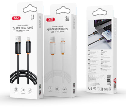 USB-A to USB-C Data and Charging Cable XO Design NB302, 18W, 1m, Black