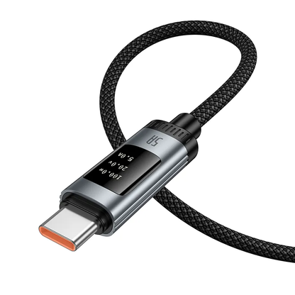 USB-A to USB-C Data and Charging Cable HOCO Display U148, 100W, 1.2m, Black