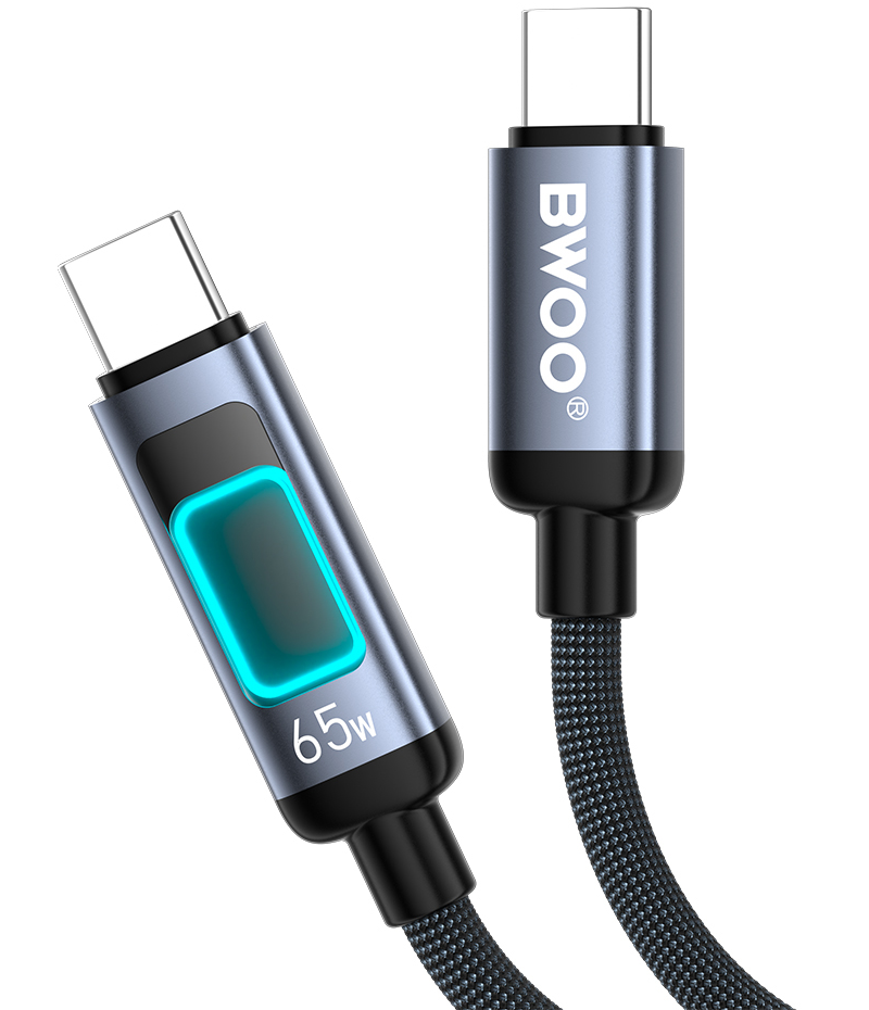USB-C Data and Charging Cable - USB-C BWOO X324CC Display, 65W, 1m, Black