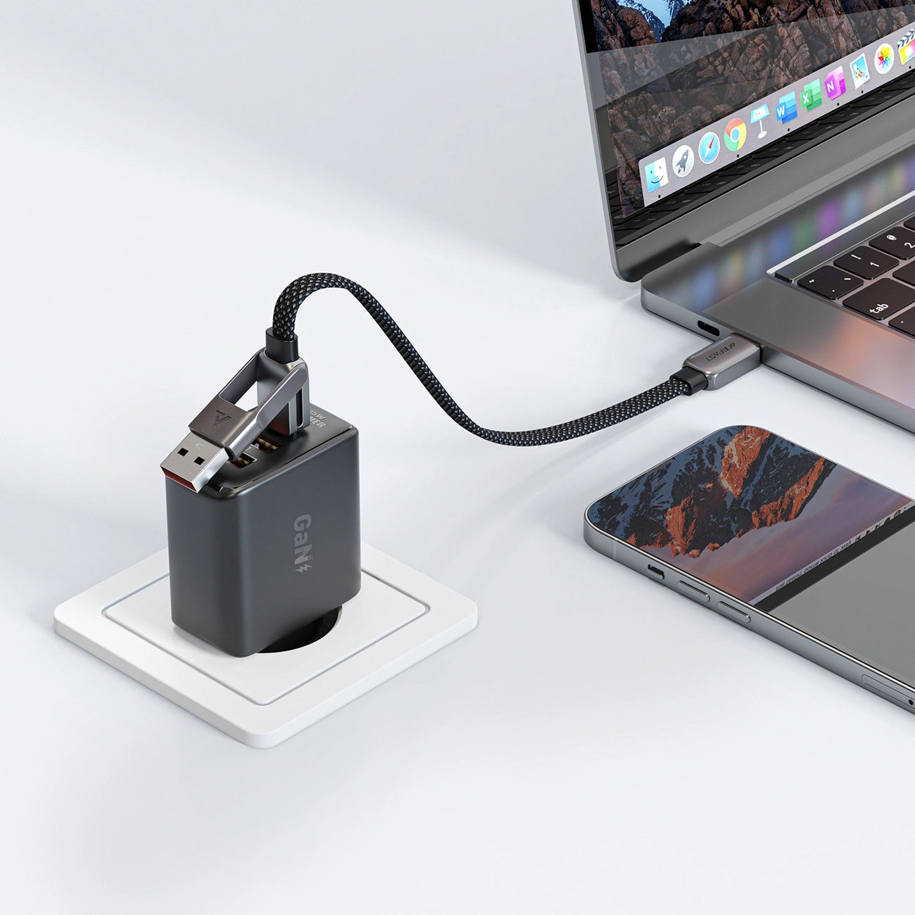 USB-C to USB-A / USB-C Acefast C13-05 Data and Charging Cable, 60W, 0.2m, Black