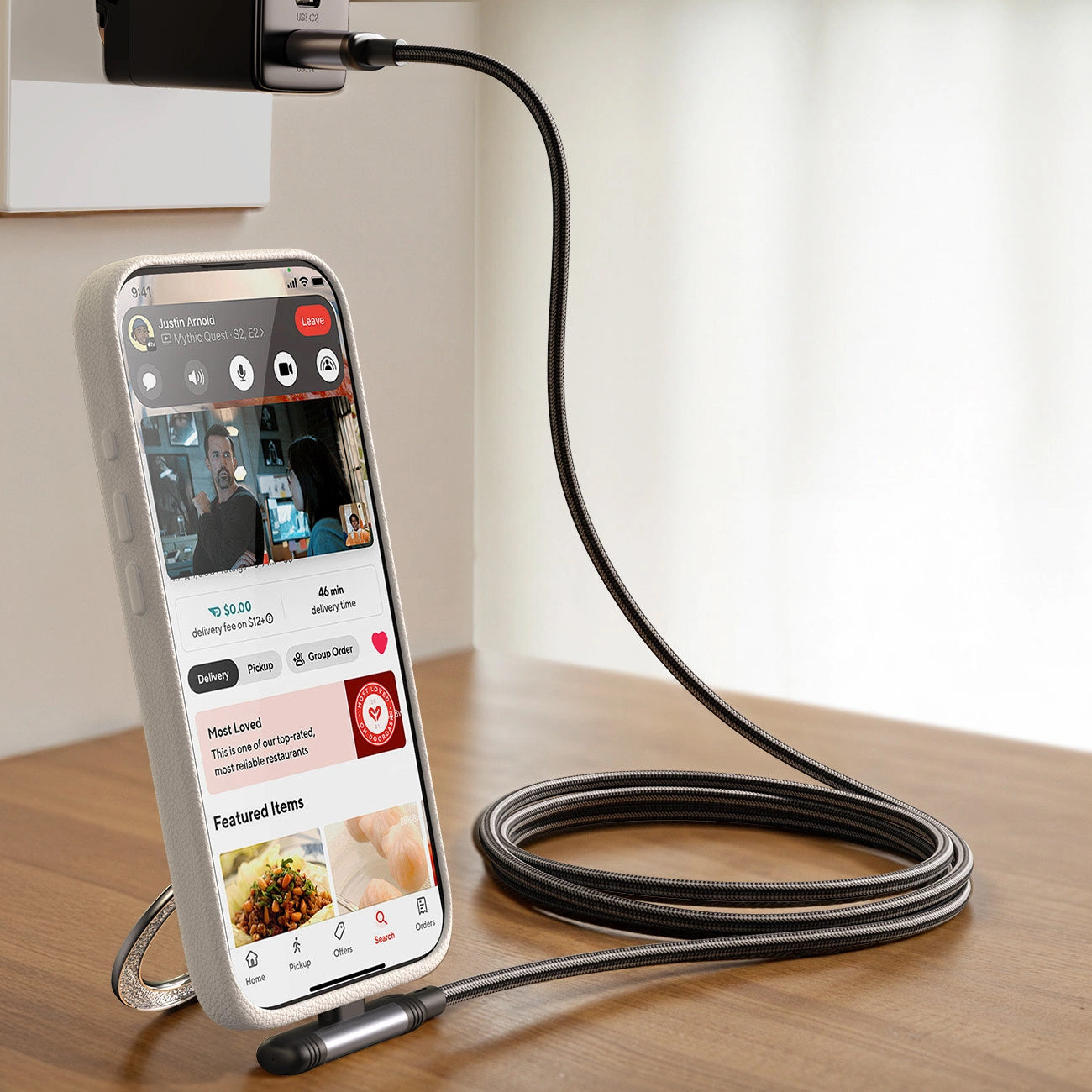 USB-A to Lightning Data and Charging Cable Joyroom S-A56 EnjoyX Angled, 18W, 1.2m, Black
