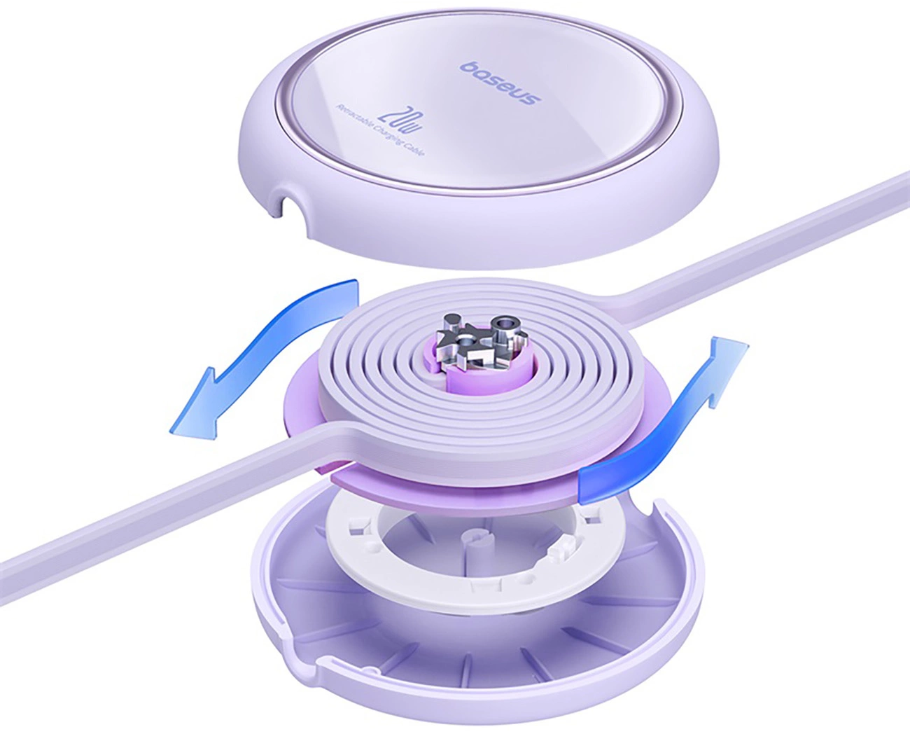 USB-C to Lightning Data and Charging Cable Baseus Free2Pull Mini Retractable, 20W, Purple P10364501511-00