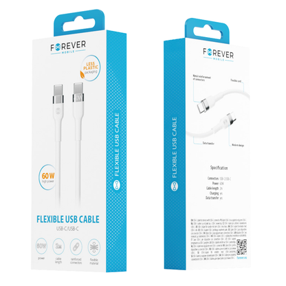 USB-C Data and Charging Cable - USB-C Forever Flexible, 60W, 2m, White