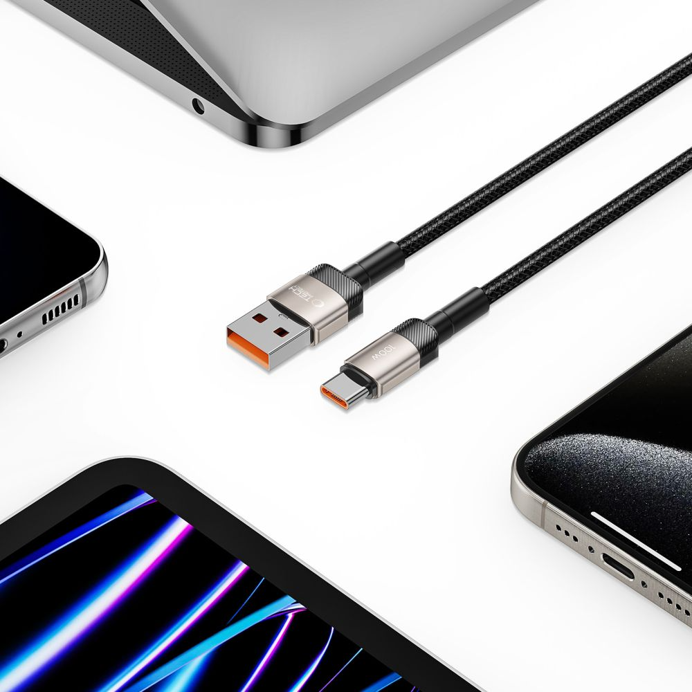 USB-A to USB-C Data and Charging Cable Tech-Protect Ultraboost EVO, 100W, 1m, Silver