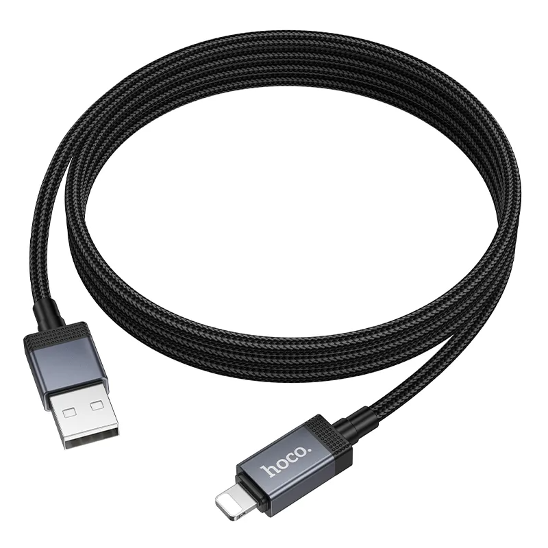 USB-A to Lightning Data and Charging Cable HOCO X118 Display, 12W, 1m, Black