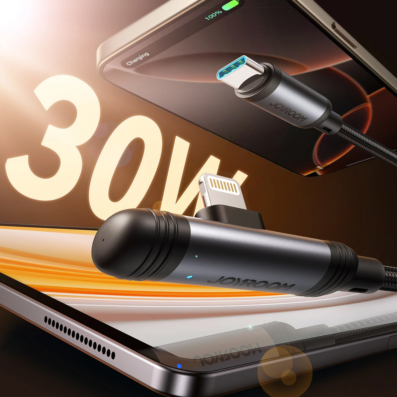 USB-C to Lightning Data and Charging Cable Joyroom S-A56 EnjoyX Angled, 30W, 1.2m, Black
