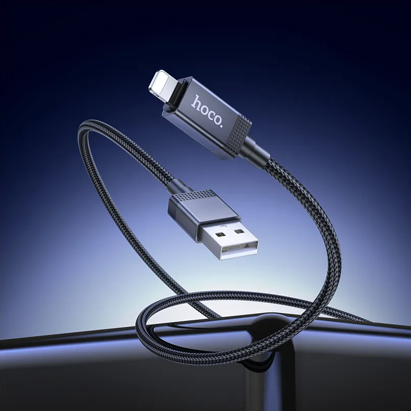 USB-A to Lightning Data and Charging Cable HOCO X118 Display, 12W, 1m, Black