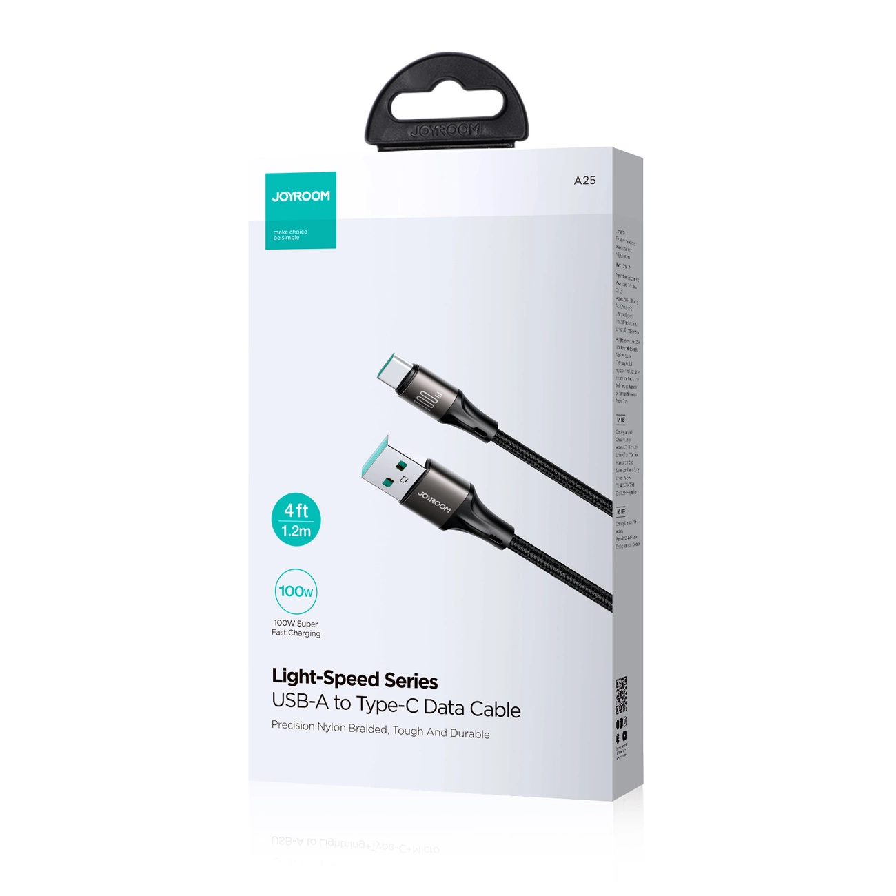 USB-A to USB-C Data and Charging Cable Joyroom S-A25 Light-Speed, 100W, 1.2m, Black
