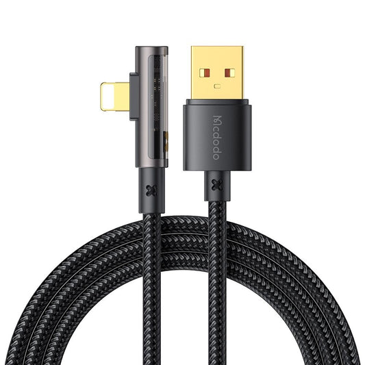 USB-A to Lightning McDodo CA-3510 Angled Data and Charging Cable, 18W, 1.2m, Black