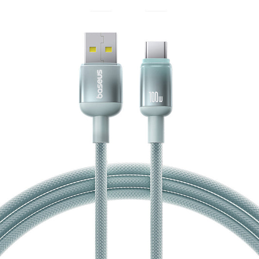 Baseus Discolor USB-A to USB-C Data and Charging Cable, 100W, 1m, Blue Green E0420801