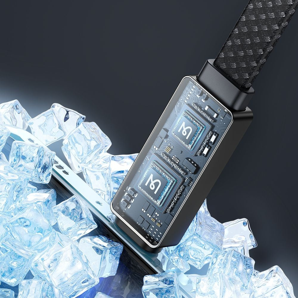 USB-A to USB-C McDodo CA-4980 Rythm Display Data and Charging Cable, 100W, 1.2m, Black