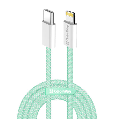 USB-C to Lightning Data and Charging Cable ColorWay CW-CBPDCL061, 27W, 1m, Green