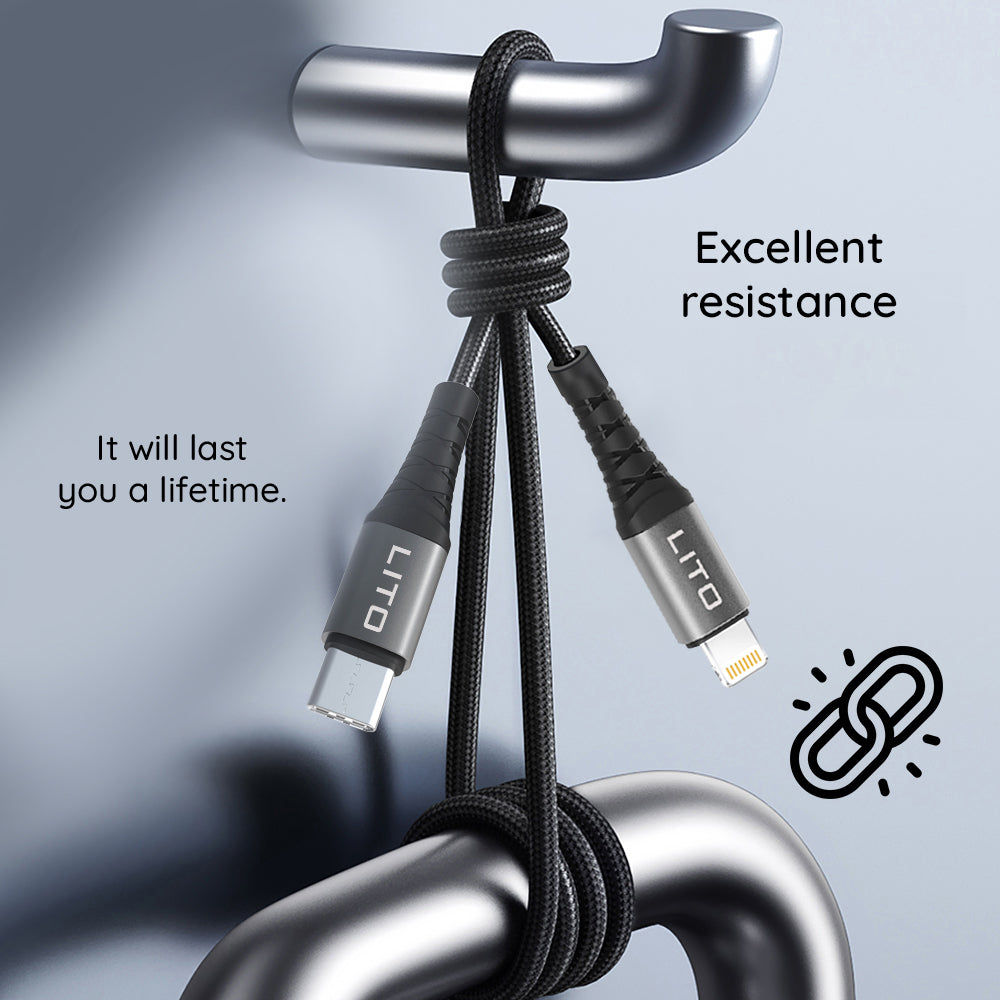 USB-C to Lightning Data and Charging Cable Lito LD08CL, 27W, 1m, Black