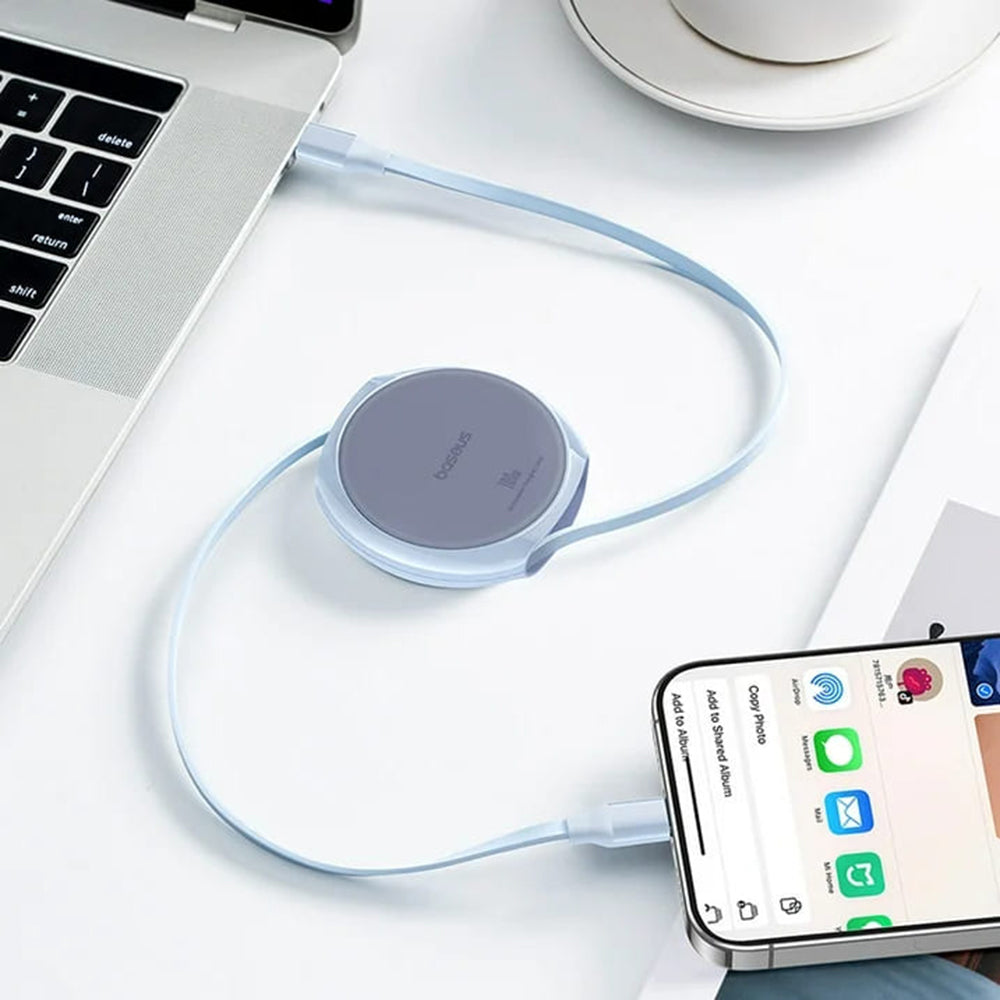 USB-C Data and Charging Cable - USB-C Baseus Pathfinder Retractable, 100W, 1m, Blue P10368400311-00