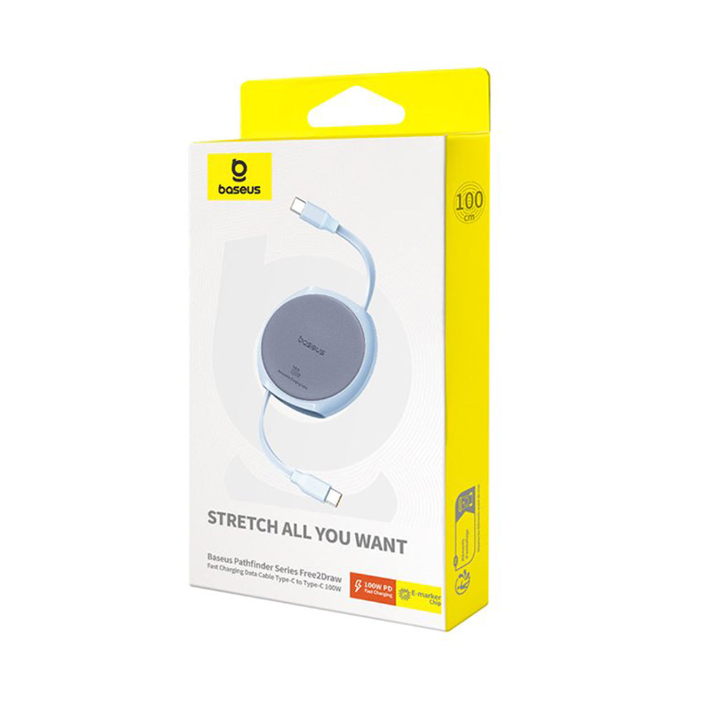 USB-C Data and Charging Cable - USB-C Baseus Pathfinder Retractable, 100W, 1m, Blue P10368400311-00