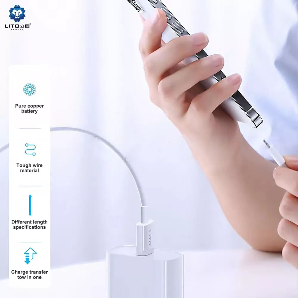 USB-C Data and Charging Cable - USB-C Lito, 18W, 2m, White