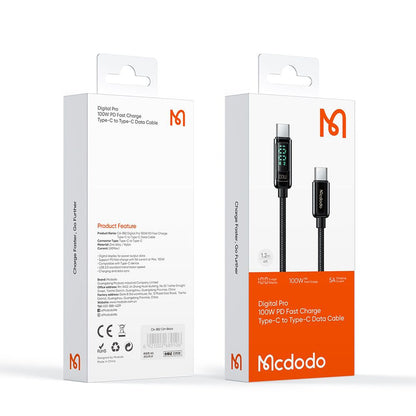 USB-C Data and Charging Cable - USB-C McDodo CA-8820 Display, 100W, 1.2m, Black