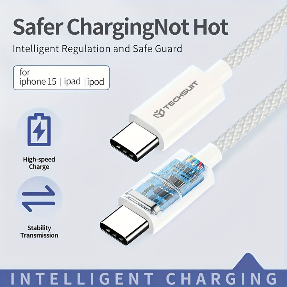 USB-C Data and Charging Cable - USB-C Techsuit PCB114D, 60W, 1m, Yellow