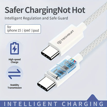 USB-C Data and Charging Cable - USB-C Techsuit PCB114D, 60W, 1m, Purple