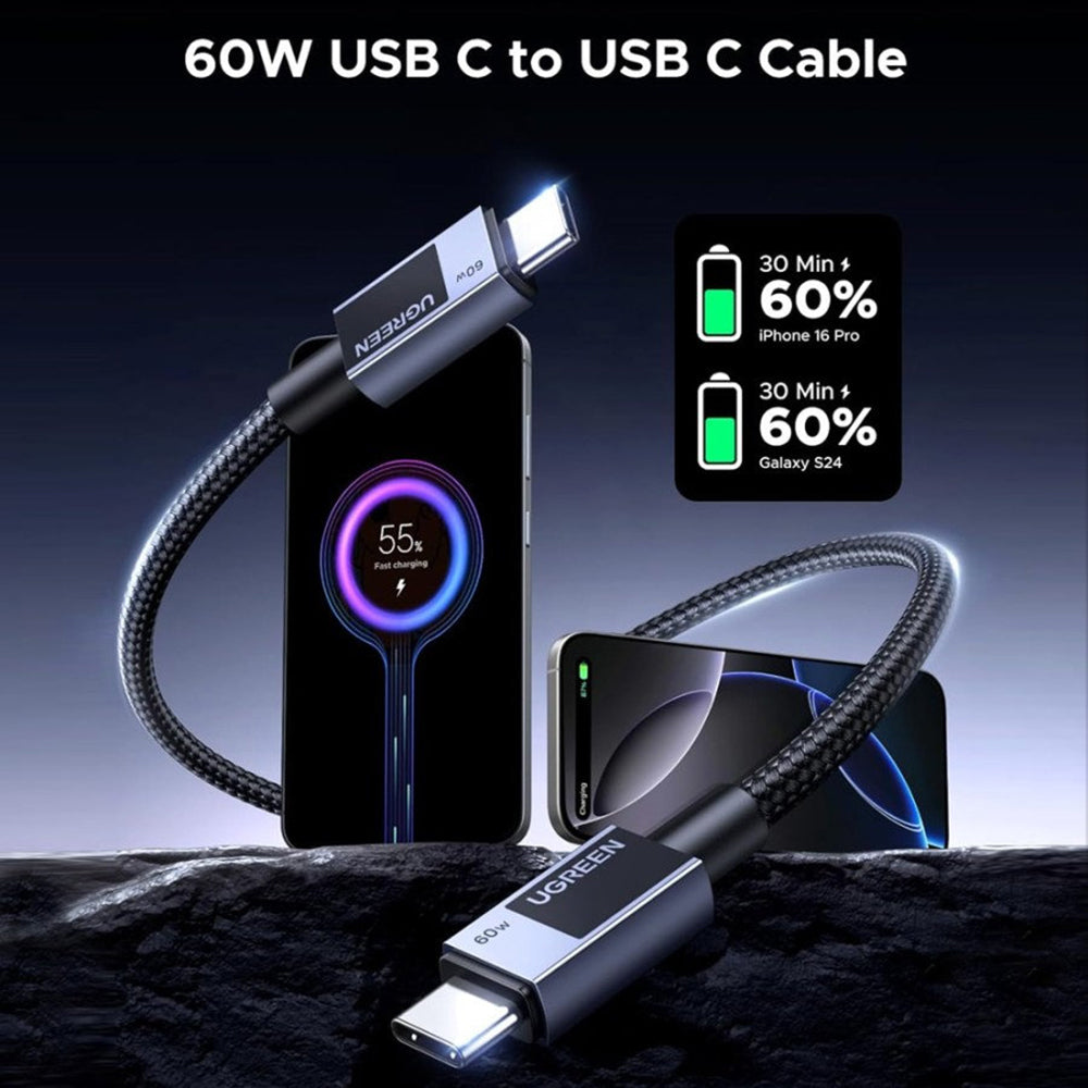 USB-C to USB-C Data and Charging Cable UGREEN L524, 60W, 1m, Gray