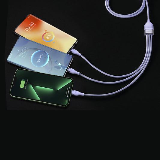 USB-A Charging Cable - Lightning / microUSB / USB-C Baseus Flash Series II 3in1, 66W, 1.2m, Purple CASS040005